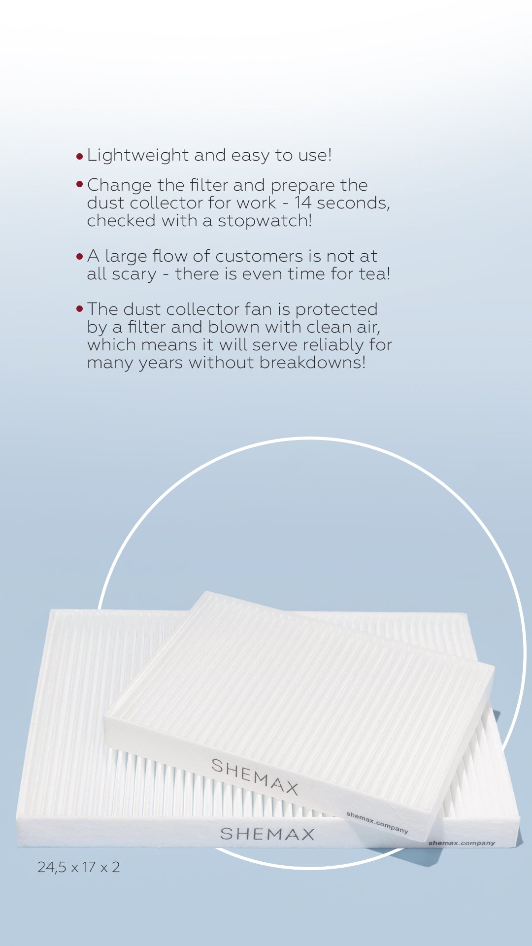 SheMax XS Dust Collector Filter