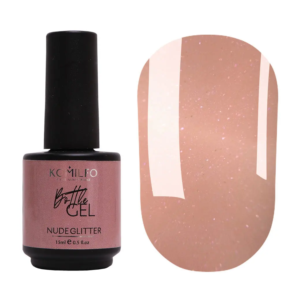 Komilfo Bottle Gel Nude Glitter With Brush 15ml