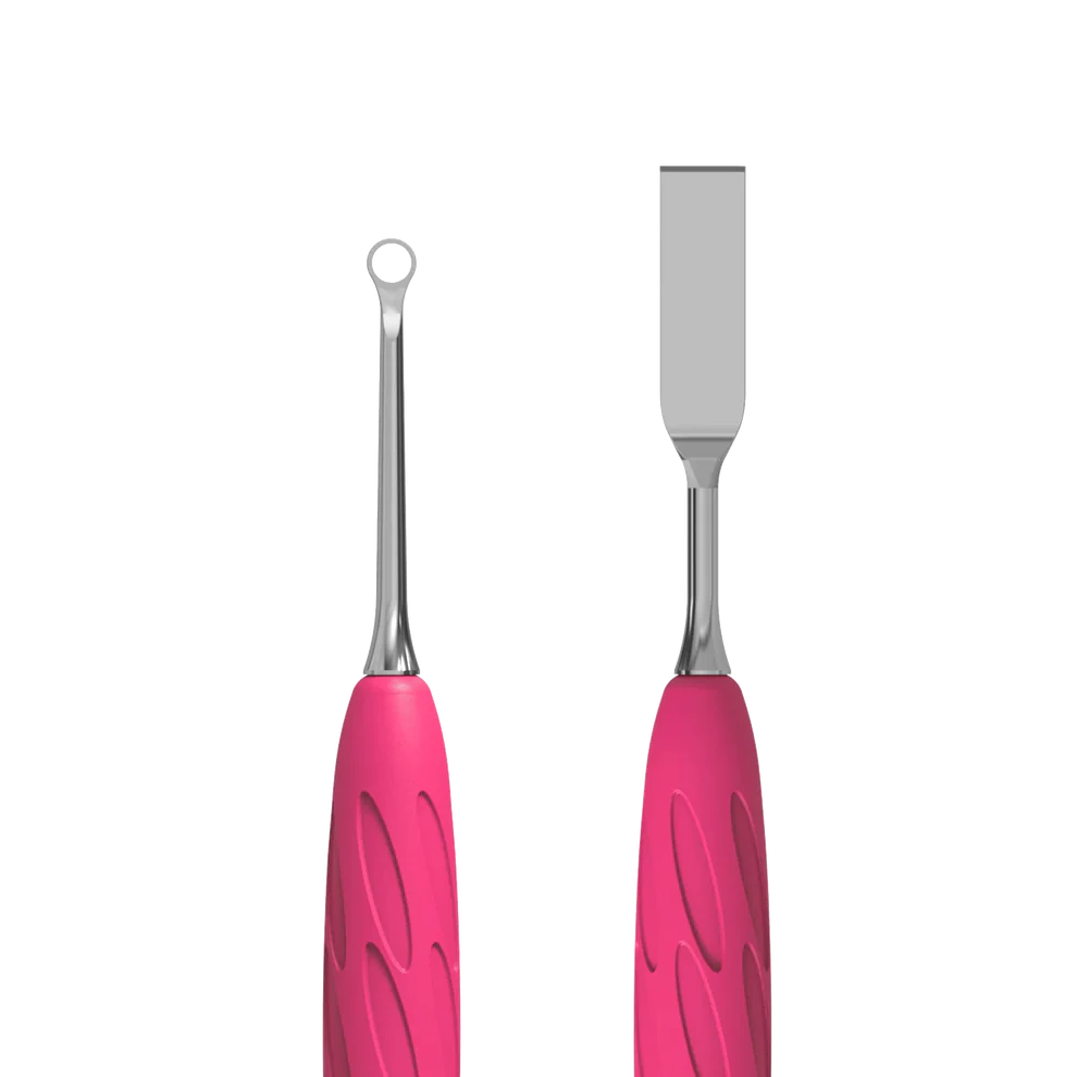 Staleks Manicure Pusher With Silicone Handle "Gummy" UNIQ 11 TYPE 1 (Flat Straight Pusher + Ring) PQ-11/1