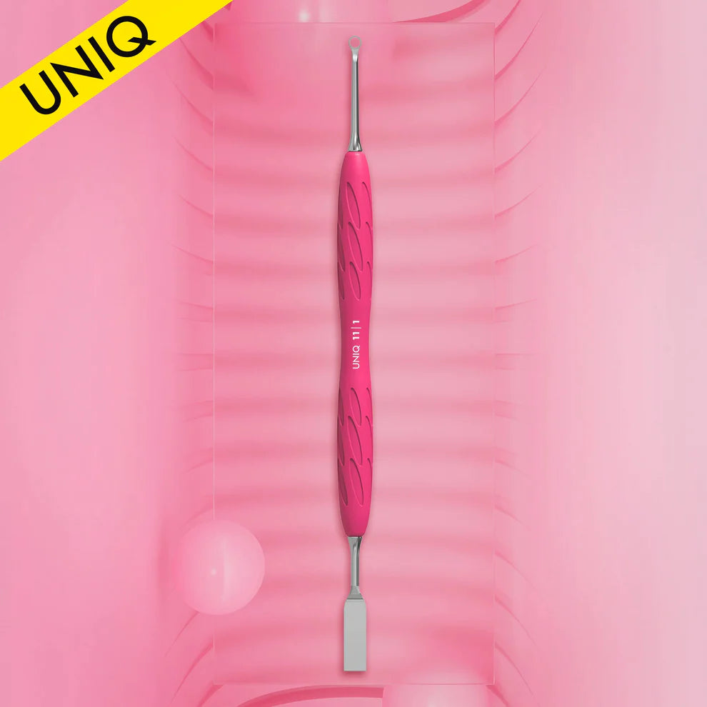 Staleks Manicure Pusher With Silicone Handle "Gummy" UNIQ 11 TYPE 1 (Flat Straight Pusher + Ring) PQ-11/1