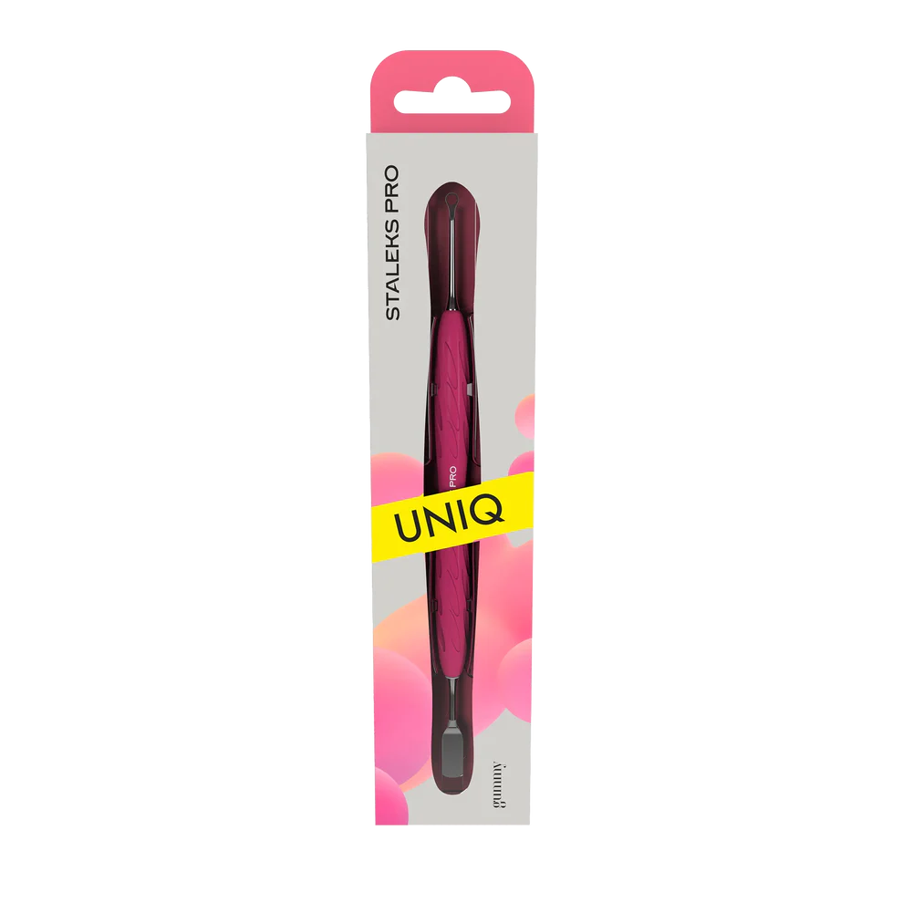 Staleks Manicure Pusher With Silicone Handle "Gummy" UNIQ 11 TYPE 1 (Flat Straight Pusher + Ring) PQ-11/1