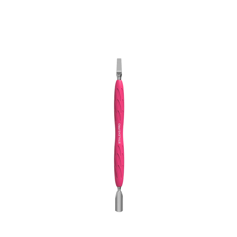 Staleks Manicure Pusher With Silicone Handle "Gummy" UNIQ 10 TYPE 5 (Narrow Rounded Pusher + Wide Blade) PQ-10/5