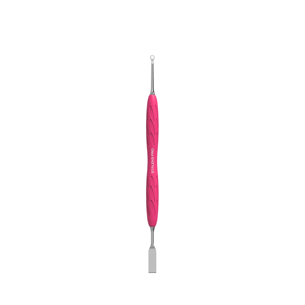Staleks Manicure Pusher With Silicone Handle "Gummy" UNIQ 11 TYPE 1 (Flat Straight Pusher + Ring) PQ-11/1