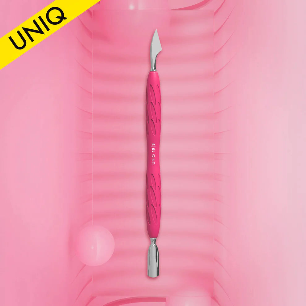 Staleks Manicure Pusher With Silicone Handle "Gummy" UNIQ 10 TYPE 3 (Narrow Rounded Pusher + Hatchet) PQ10/3