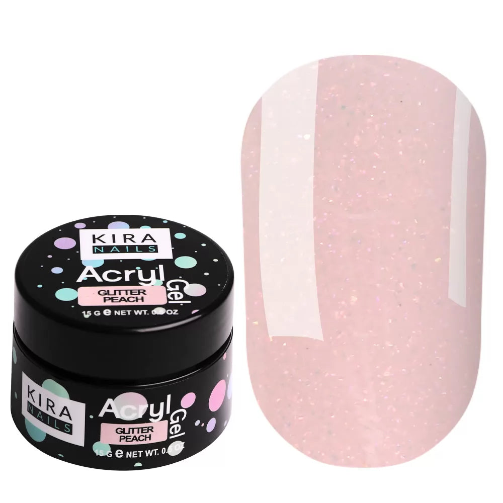 Kira Polygel Acryl Gel Peach Glitter 15ml
