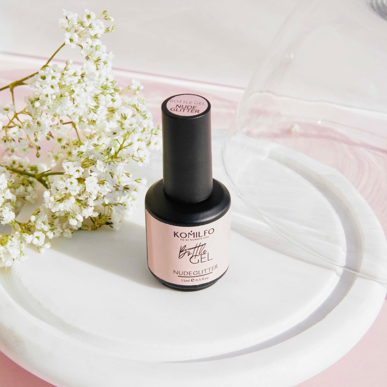 Komilfo Bottle Gel Nude Glitter With Brush 15ml