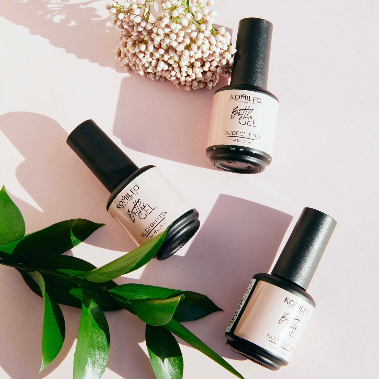 Komilfo Bottle Gel Nude Glitter With Brush 15ml