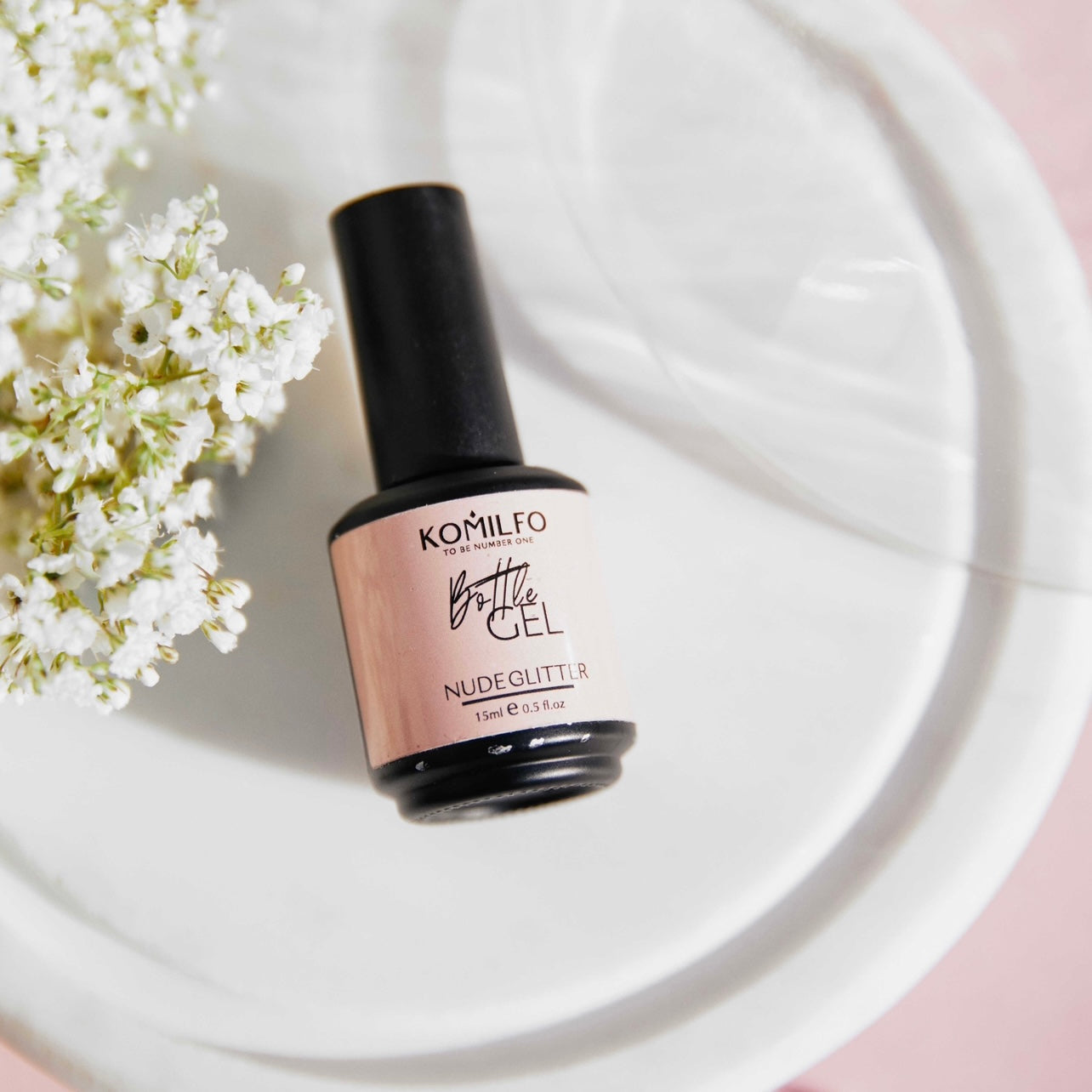 Komilfo Bottle Gel Nude Glitter With Brush 15ml