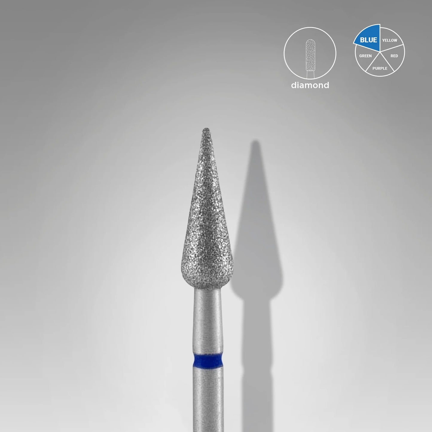 Staleks Diamond Nail Drill Bit Pointed Pear BLUE EXPERT head 4mm / working part 12mm FA100B040/12