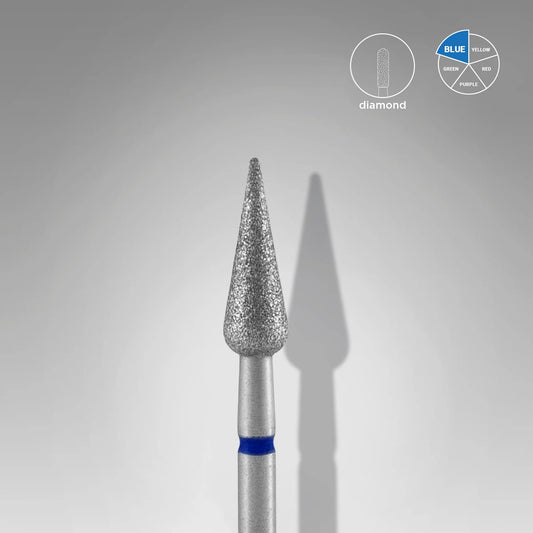 Staleks Diamond Nail Drill Bit Pointed Pear BLUE EXPERT head 4mm / working part 12mm FA100B040/12