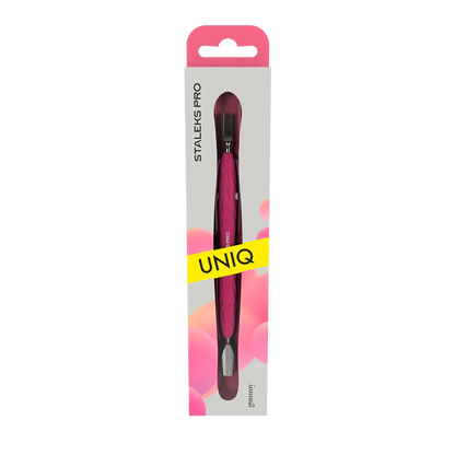 Staleks Manicure Pusher With Silicone Handle "Gummy" UNIQ 10 TYPE 5 (Narrow Rounded Pusher + Wide Blade) PQ-10/5