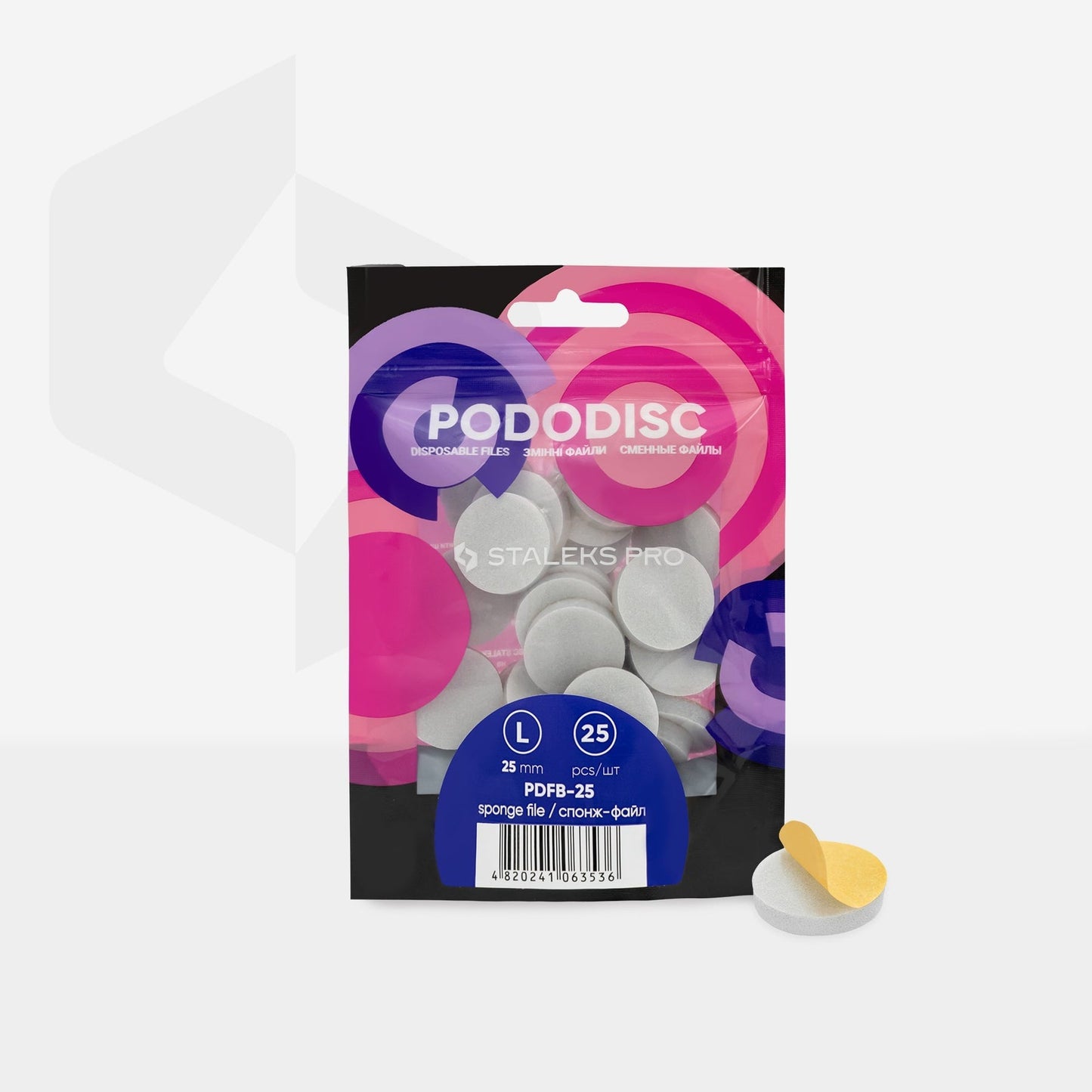 Staleks Pododisc Disposable Sponge Disc L 25 MM for Pedicure 25pcs PDFB-25