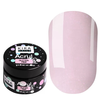 Kira Polygel Acryl Gel Pink Glitter 15ml